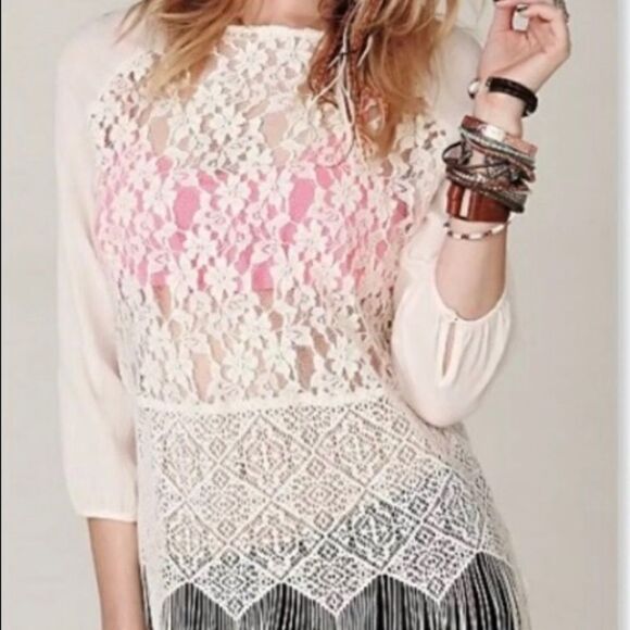 Free People Tops - Free People Lace Top With Fringe‎
